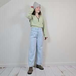 Vintage Y2K Star Waffle Thermal Henley Green Brown Large